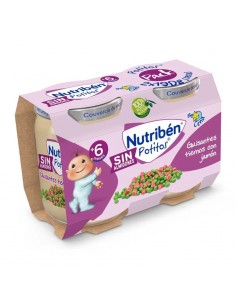 Nutribén Potito Cena Guisantes Tiernos con Jamón Pack 2x190g